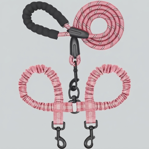 double laisse chien rose longueur optimale