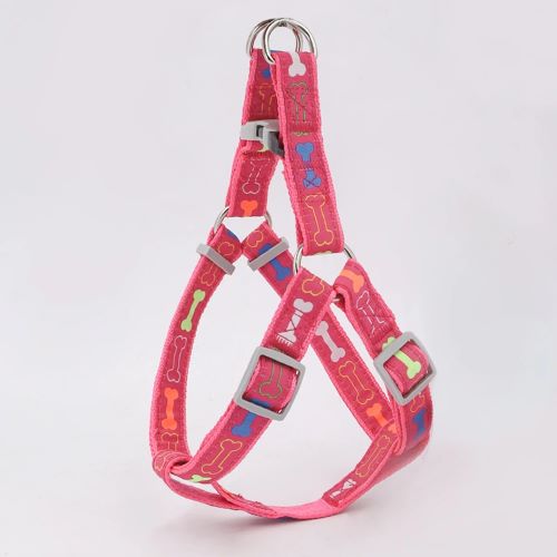 harnais chien rose détachement rapide motif os