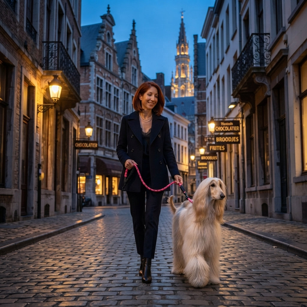 Longe pour chien rembourrée et réfléchissante en situation