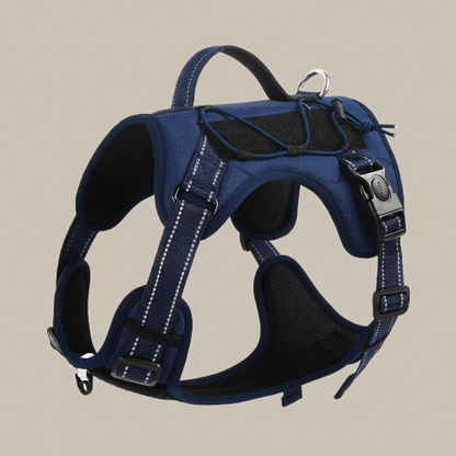 chien harnais anti traction bleu boucle anti explosion