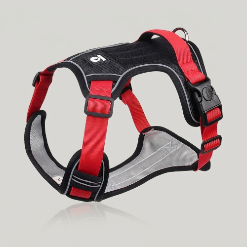 chien harnais anti traction rouge tissu oxford