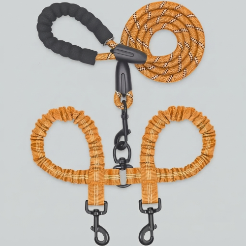 double laisse chien orange nylon 200 cm