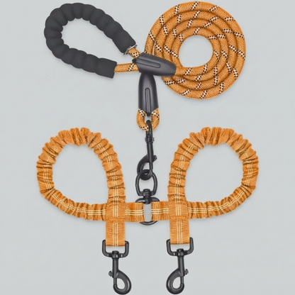 double laisse chien orange nylon 200 cm