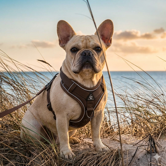 harnais anti traction chien caniche ensemble laisse harnais