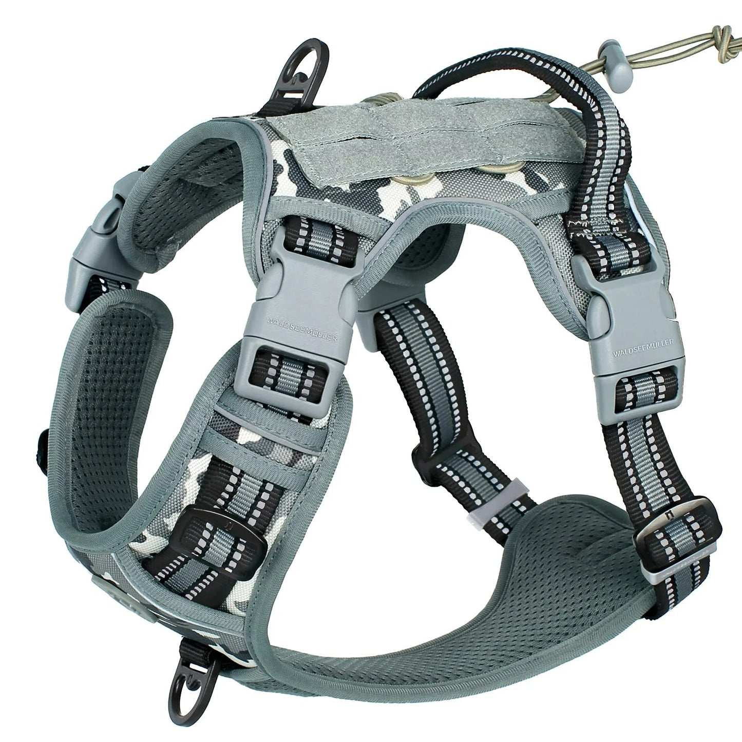 harnais anti traction chien gris clair polyester