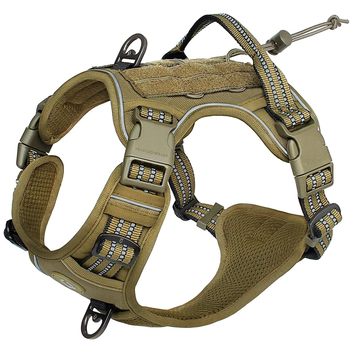 harnais anti traction chien kaki poignée rubuste