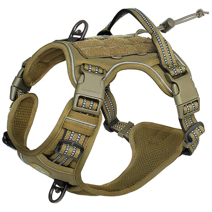 harnais anti traction chien kaki poignée rubuste