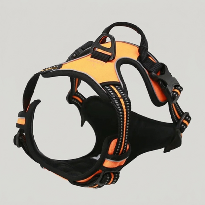 harnais anti traction chien orange gilet réglable