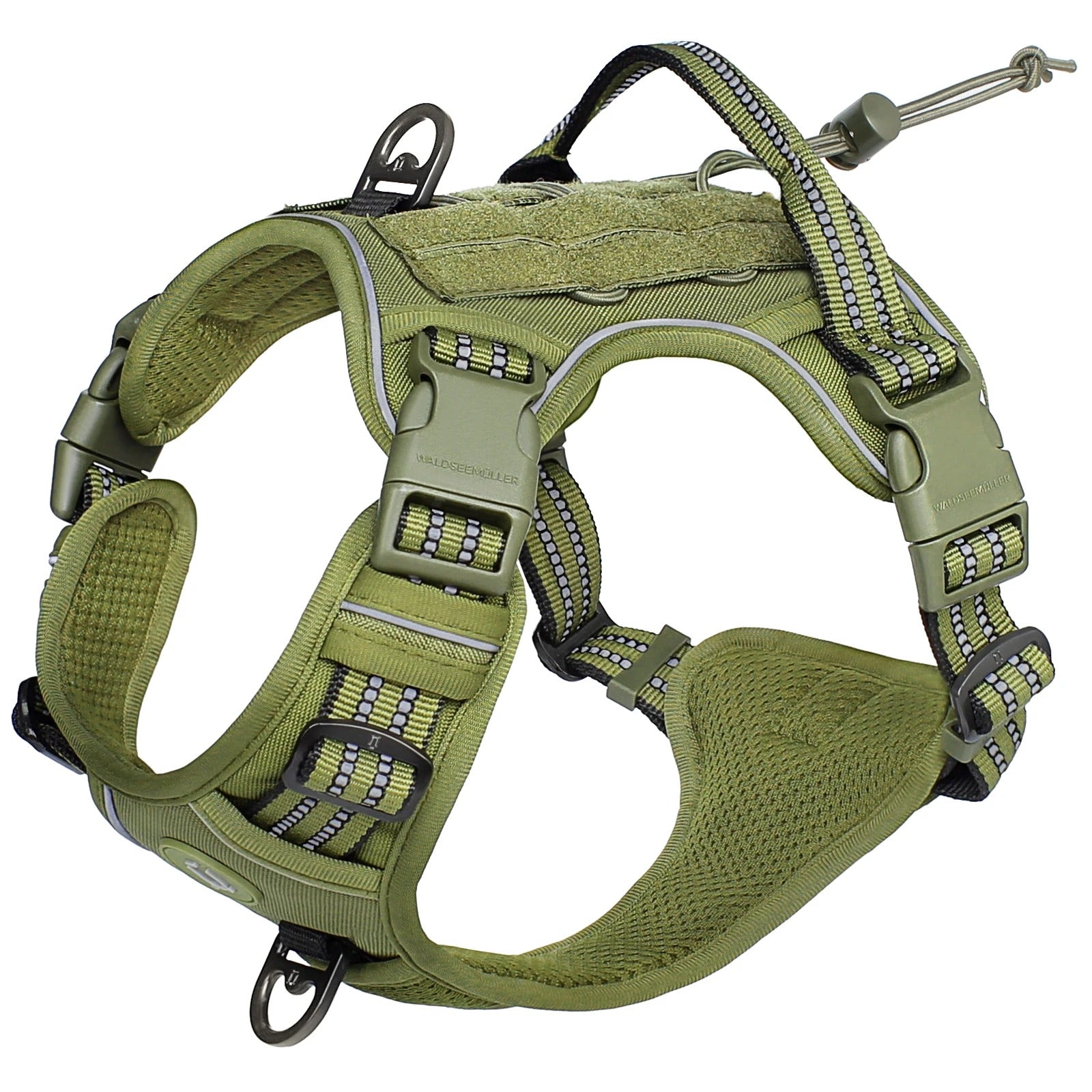 harnais anti traction chien vert armée réfléchissant