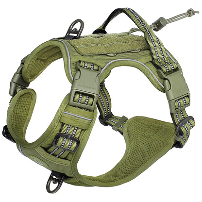 harnais anti traction chien vert armée réfléchissant