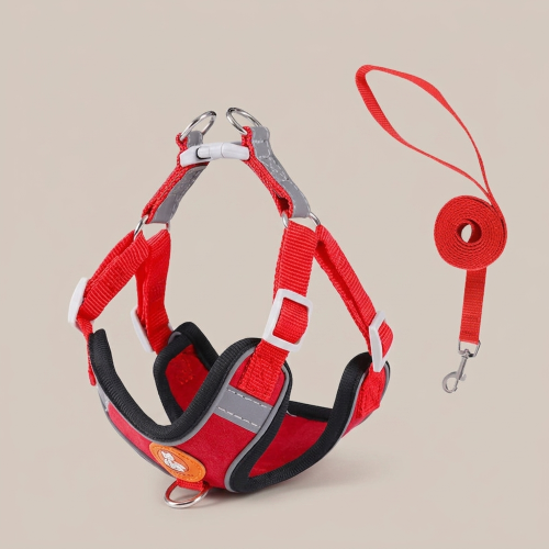 harnais anti traction rouge nylon bande réfléchissante