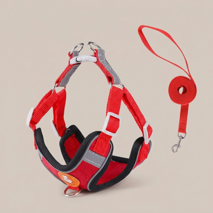harnais anti traction rouge nylon bande réfléchissante
