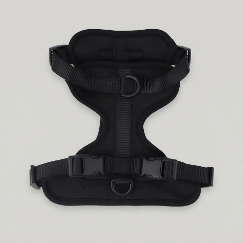 harnais chien anti traction noir tissus plongé nylon