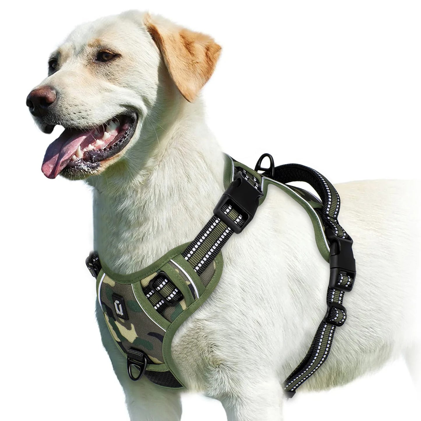 harnais chien anti traction vert armée polyester respirant