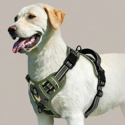 harnais chien anti‑traction vert armée polyester respirant