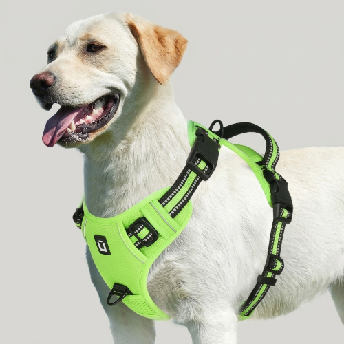 harnais chien anti traction vert quatre points ajustements