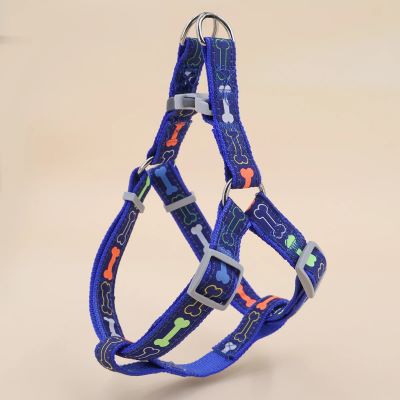 harnais chien bleu clip rapide nylon ajustable