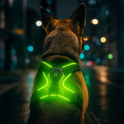 harnais chien lumineux trois modes nylon durable led