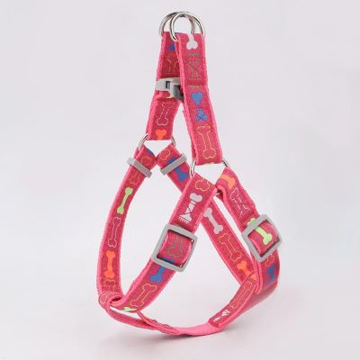 harnais chien rose détachement rapide motif os