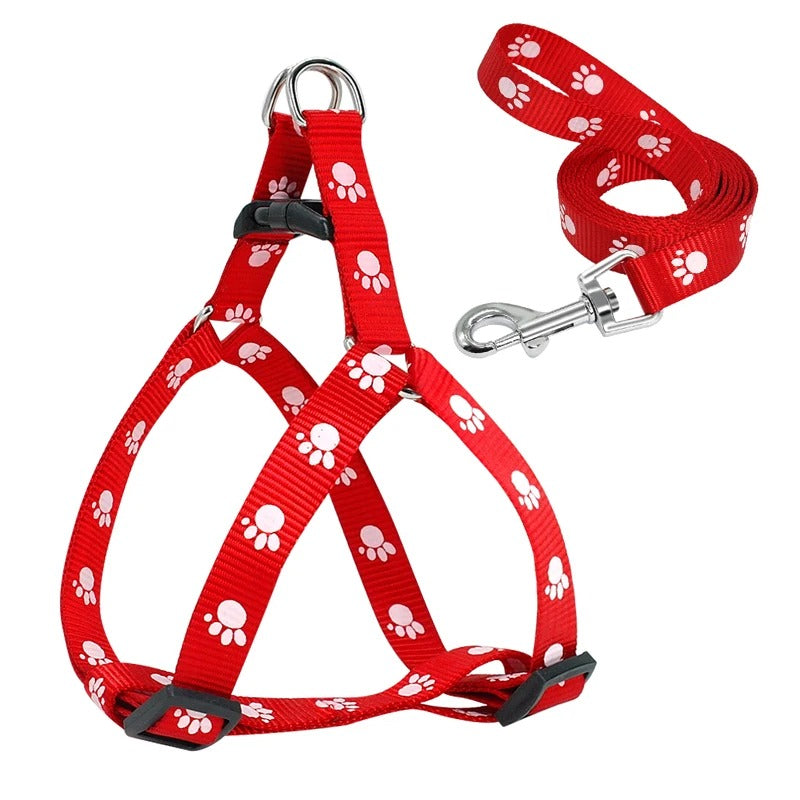 harnais en Y rouge réglable nylon laisse