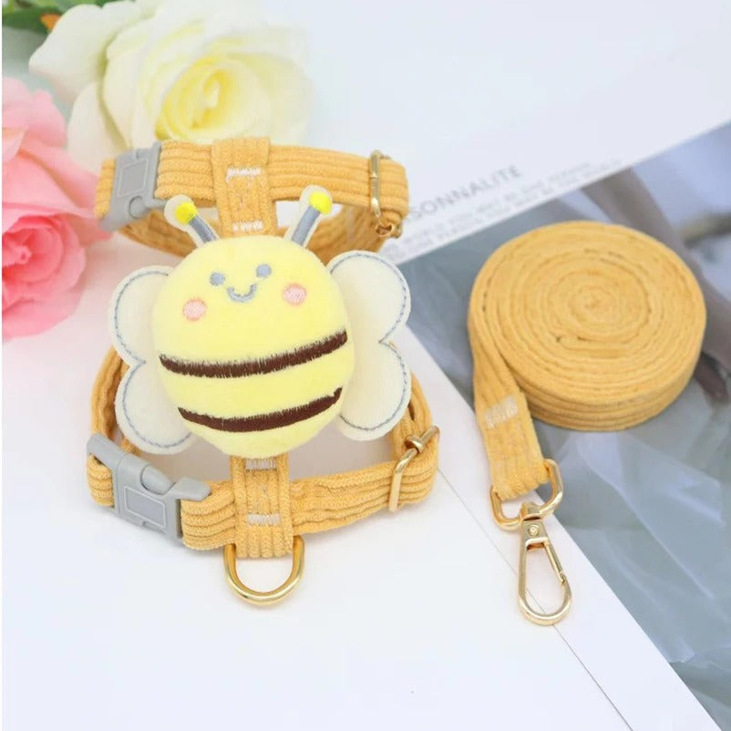 harnais pour chien sangle laisse jaune petit