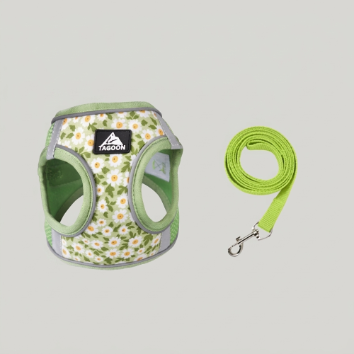 harnais pour chiens vert nylon ensemble laisse