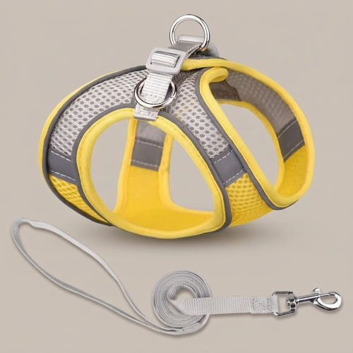 harnais pour chiot jaune ajustement velcro