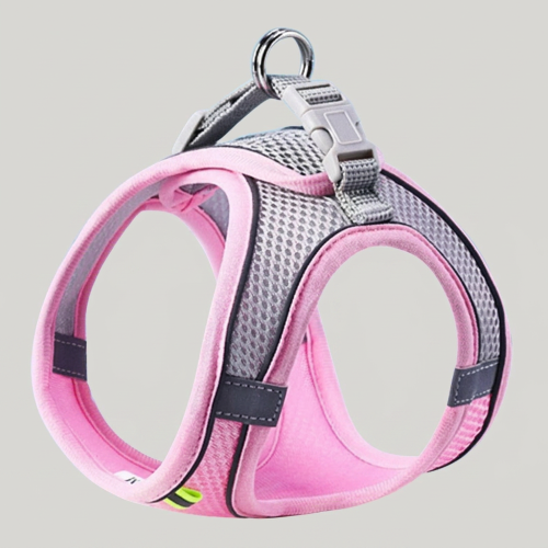 harnais pour petit chien rose réfléchissant nylon