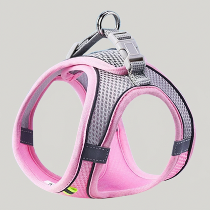 harnais pour petit chien rose réfléchissant nylon