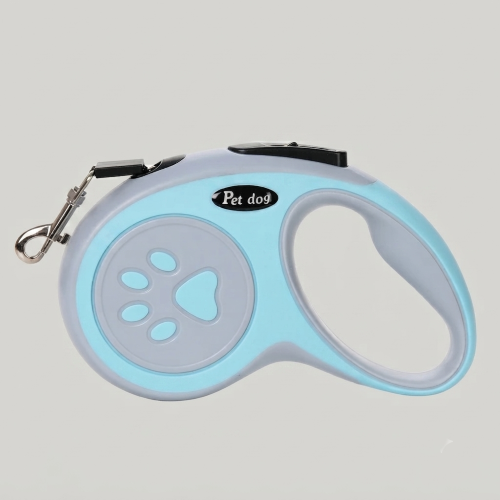 laisse chien enrouleur bleu nylon 5m