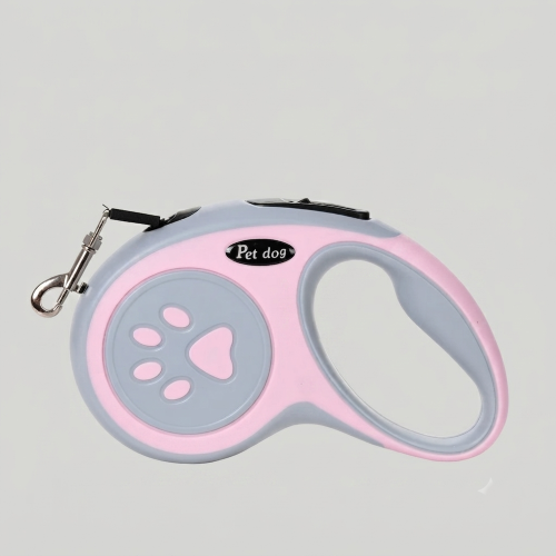 laisse chien enrouleur rose nylon 3m
