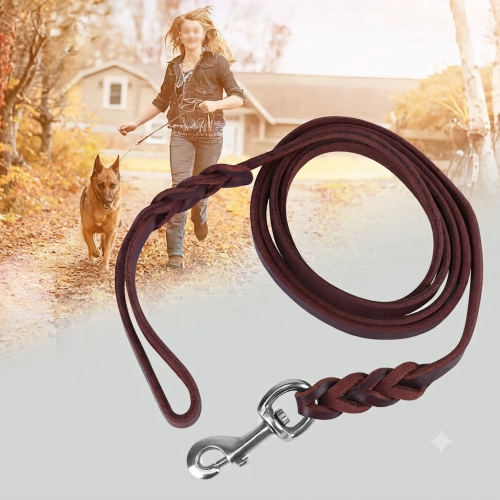 laisse chien marron matériau naturel
