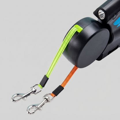 laisse double pour chien corde traction rétractable