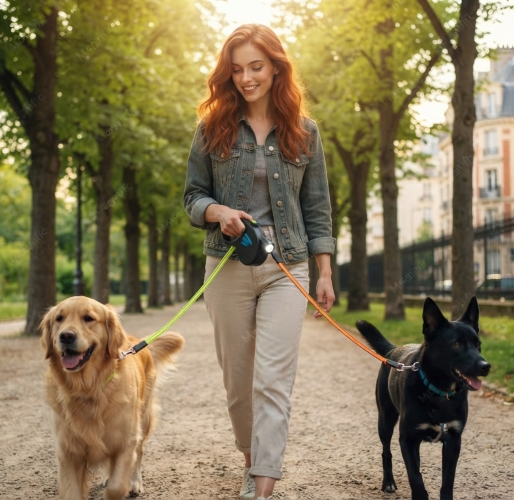 laisse double pour chien design solide