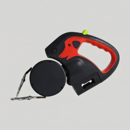 laisse double pour chien rouge 3m