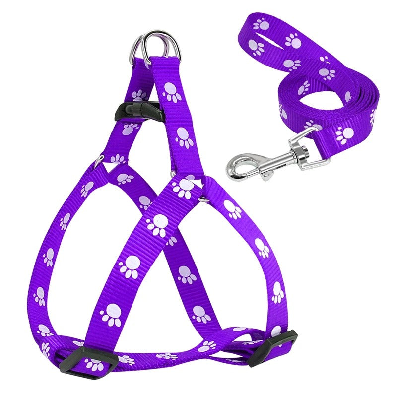 laisse en Y mauve imprimé patte