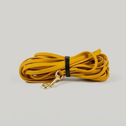 laisse longe pour chien jaune moutarde mousqueton laiton