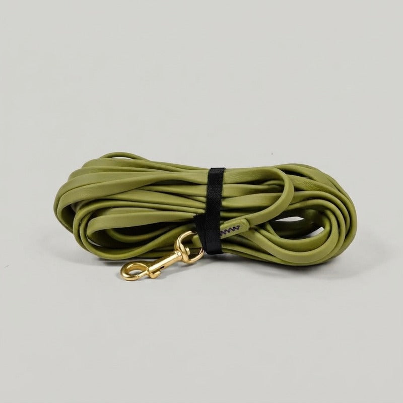 laisse longe pour chien vert olive pistage impermeable