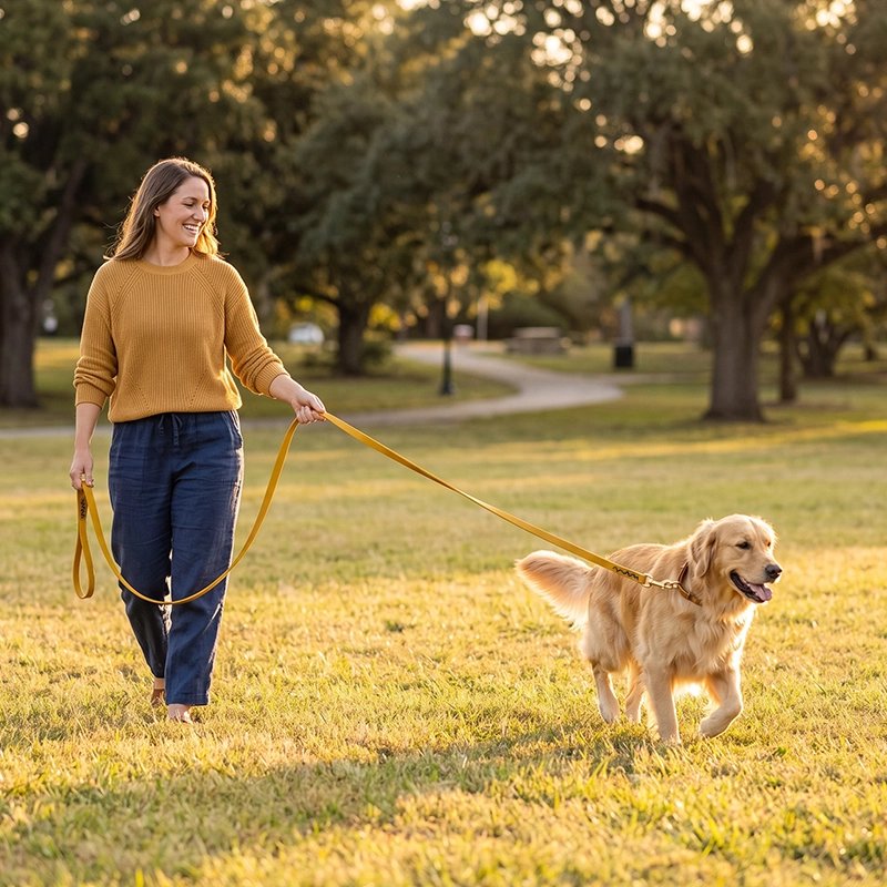 Longe pour chien enroulée avec système boucles multiples