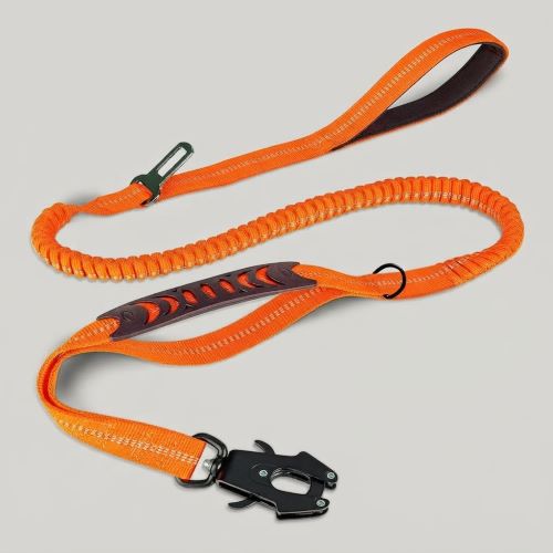 laisse pour chien orange double poignée